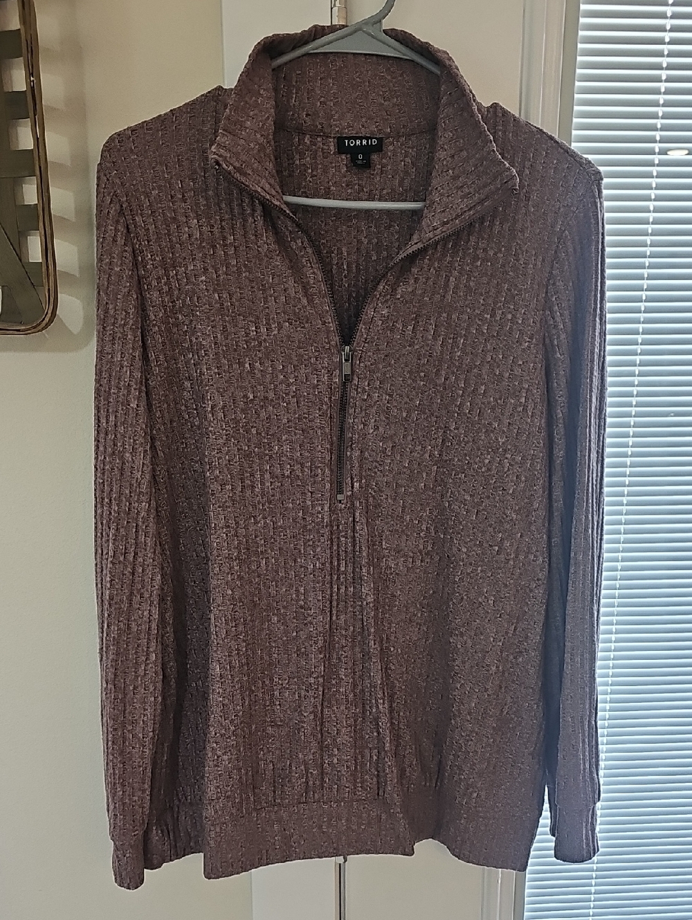 torrid Ribbed Half-Zip Pullover - Heathered Mauve